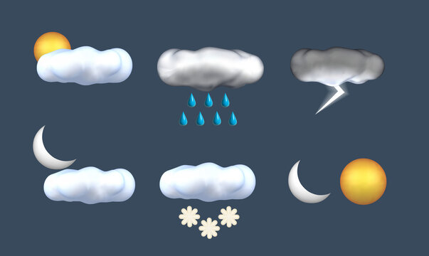 weather icons set. forecast 3d icon set