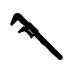 Wrench Silhouette. Black and White Icon Design Elements on Isolated White Background