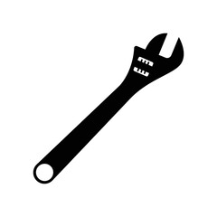 Wrench Silhouette. Black and White Icon Design Elements on Isolated White Background