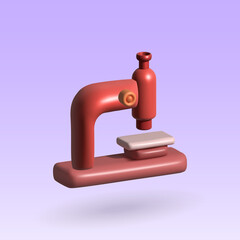 microscope isolated 3d icon. red microscope 3d illustration.