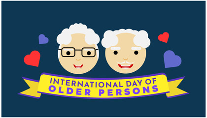 International day of older persons with classy ribbon theme. Perfect for web, greetings, event, news, etc.