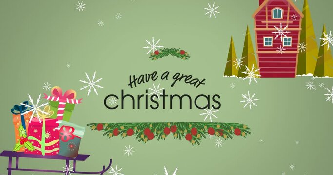Animation of christmas icons over have a great christmas text