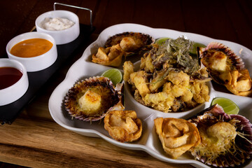 Typical peruvian food and drinks, hot entries