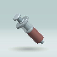 Syringe isolated 3d icon. Syringe 3d illustration.