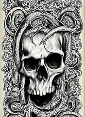 medusa skull, digital illustration

