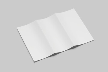 Blank white Trifold brochure for mock up template design. 3d render  JPEG