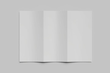 Blank white Trifold brochure for mock up template design. 3d render  JPEG