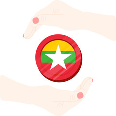 Myanmar Flag hand drawn,myanma kyat hand drawn