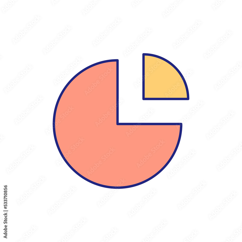 Poster Segment RGB color icon. Part of circle. Fragment and section. Infographic and diagram. Shape component. Isolated raster illustration