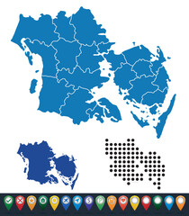 Set maps of Southern Denmark region