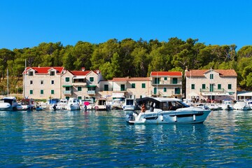 Fototapeta na wymiar Marina in the Makarska Riviera in Croatia.
