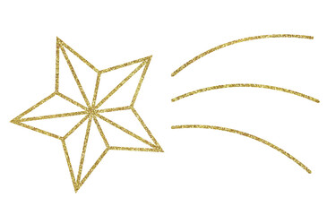 イラスト素材　流れ星　ゴールド
