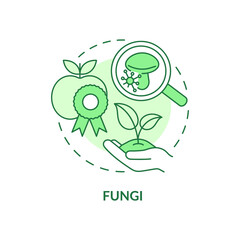 Fungi green concept icon. Agricultural microbiology abstract idea thin line illustration. Reduce fungal infections. Isolated outline drawing