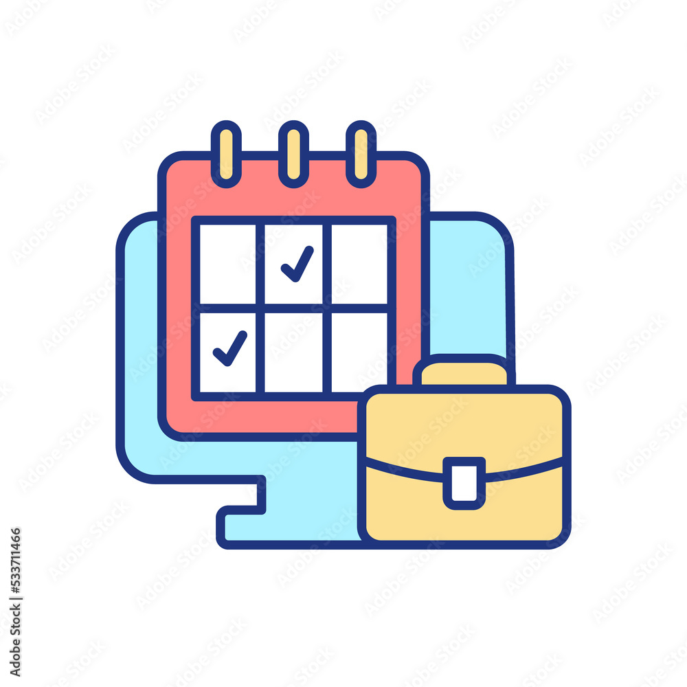 Poster effective work schedule rgb color icon. time management. workflow planning. coordinating work-relate