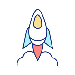 Boost startup RGB color icon. Rocket launching. Entrepreneurship. Space mission. Start new business. Isolated raster illustration