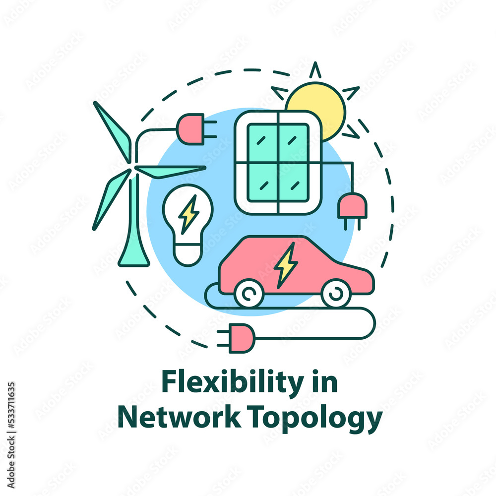 Sticker flexibility in network topology concept icon. smart grid features abstract idea thin line illustrati