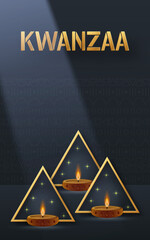 Happy kwanzaa card with nice and creative symbols on color background for kwanzaa holiday