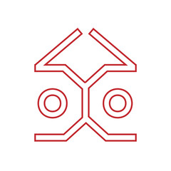 Geometric logo. Decorative tech lines. Modern design icon isolated on light background. Illustration graphic sign. Creative style symbol.