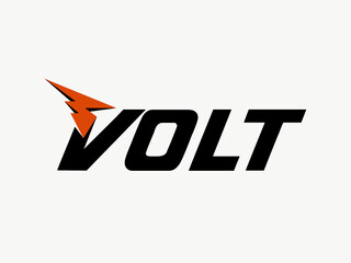 VOLT word mark logo text. Geometric, bold, modern uppercase lettering.Typography concept. Creative initials isolated on light background.Electricity, power, energy sign.