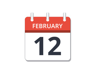 February, 12th calendar icon vector