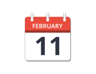 February, 11th calendar icon vector
