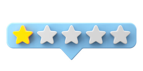 Review star. Star rating. 3D illustration.