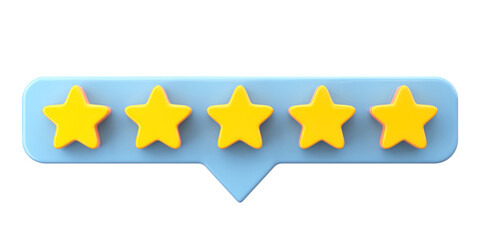 Review star. Star rating. 3D illustration.