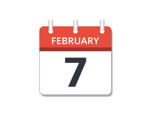 February, 7th calendar icon vector