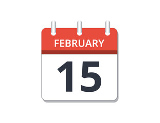 February, 15th calendar icon vector
