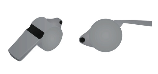 Metal referee whistle. vector illustration