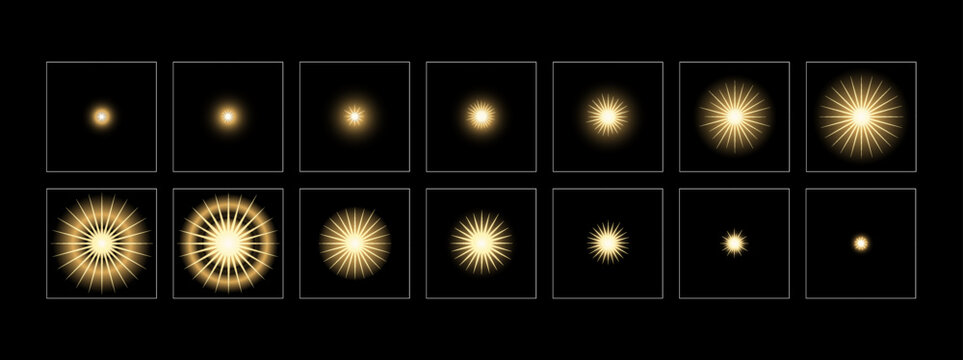 Colorful shine light FX. Shine effect sprite sheet for animation and motion design.