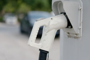 electric car charging in the station