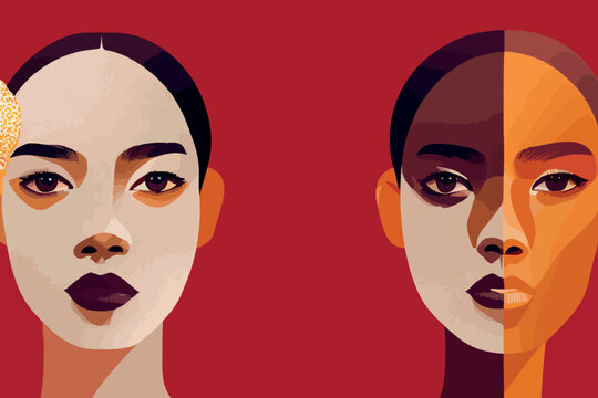 Illustration containing women of different skin tones. Protecting the rights of different racial groups and fighting division based on skin color. 
