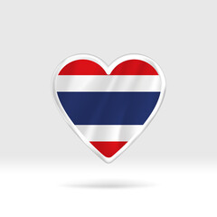 Heart from Thailand flag. Silver button heart and flag template. Easy editing and vector in groups. National flag vector illustration on white background.