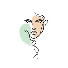 Sharp Face Gaze vector line art aesthetic minimal line drawing