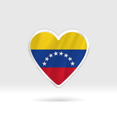 Heart from Venezuela flag. Silver button heart and flag template. Easy editing and vector in groups. National flag vector illustration on white background.