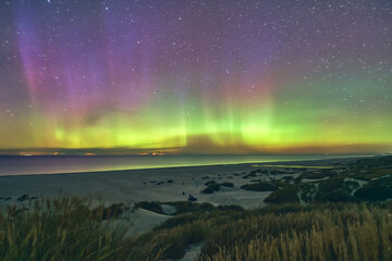 Aurora Borealis over danish Coast at Saltum Strand. High quality photo