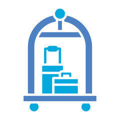 Luggage Cart Glyph Two Color Icon
