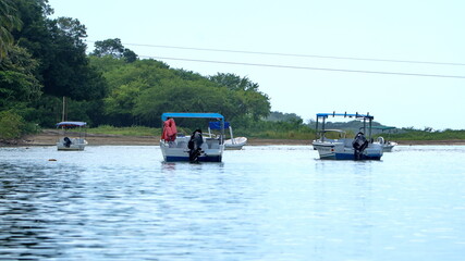 Boats in the estuary in Tamarindo, Costa Rica