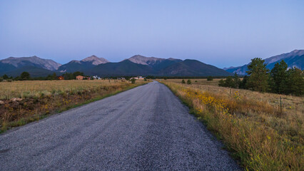 Roadway leading to Colorado mountains