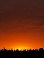  Fall Season Sunset Midwest Orange Dawn Summer Sky  Over Field