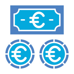 Euro Currency Glyph Two Color Icon