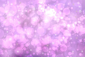 Abstract blurred festive delicate winter christmas or Happy New Year background with shiny pink and white bokeh lighted stars. Space for your design. Card concept.
