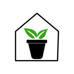 Green eco home logo icon concept.
