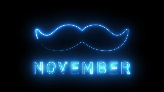 Mustache ( moustache ) shape and November with neon effect - prostate cancer November