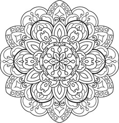 Antistress Coloring Page Mandala.Hand drawn illustration vector