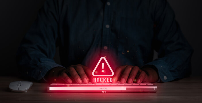 Hacked concept.,Hackers use a computer to release malware viruses Ransom and harass organizations,steal important information,Malware,Cyber Attack,Hacking,virus,internet cyber security and data fraud