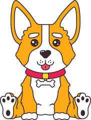 Cute cartoon corgi dog puppy sitting and smiling with tongue out comics sticker