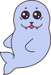 Cute cartoon baby seal animal vector illustration for sticker or badge