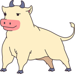 Cartoon cute ox vector illustration